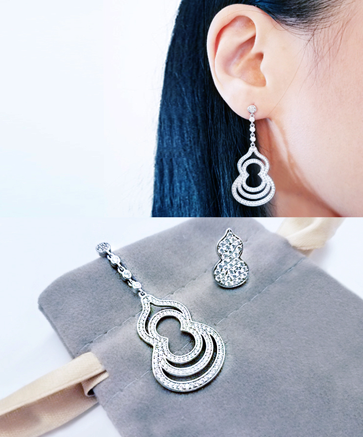 Cubic Zirconia Cluster Gourd Shaped Mismatched Sterling Silver Cocktail  Stud Earrings - DEAR DEAR - Online Accessories Shop 香港首飾網上店